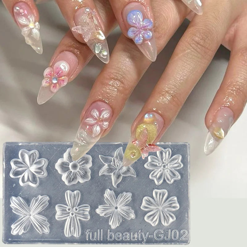 Floral Silicone Nail Art Stencils for 3D Design