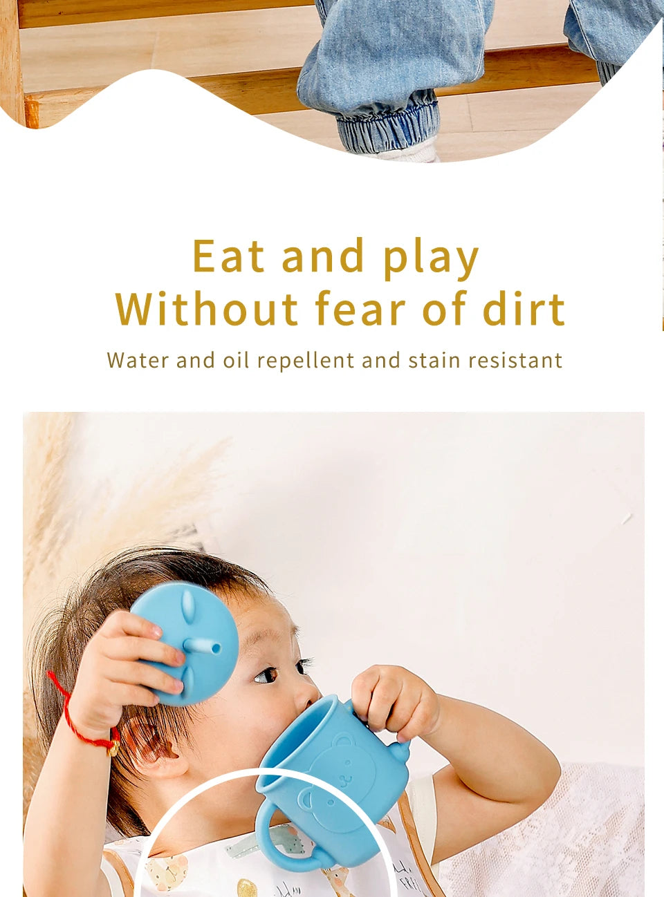 Waterproof Baby Full-Coverage Feeding Bib with Long Sleeves