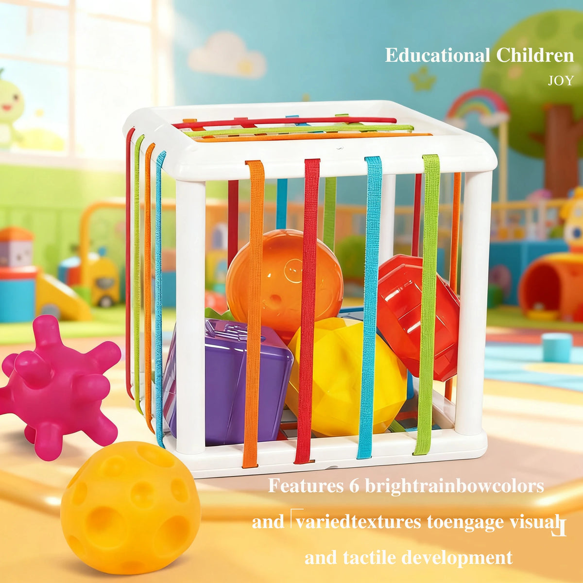 Rainbow Sensory Grasping Ball with Rattle and Teether