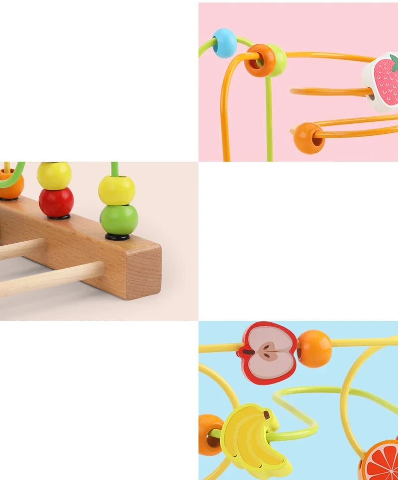 Wooden Bead Maze Roller Coaster Toy for Toddlers
