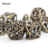 Yellow Hollow Metal Polyhedral Dice Set for RPG and Tabletop Games