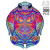 A vibrant, colorful wooden animal puzzle set featuring a frog design for kids and adults.