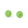 A pair of bright green rhinestone resin bayberry ball beads for jewelry making.