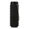 Black 3D printed sensory fidget roller keychain with a textured surface and silver chain.