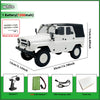 White 1/12 scale 4WD RC rock crawler truck with LED lights and accessories