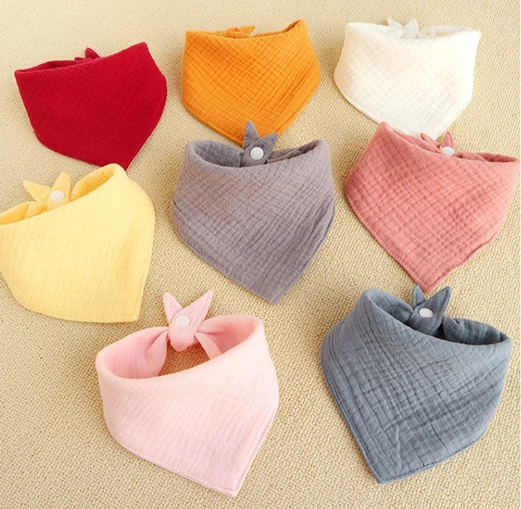 Soft Cotton Muslin Baby Bandana Bibs (4-Pack) for Feeding & Teething
