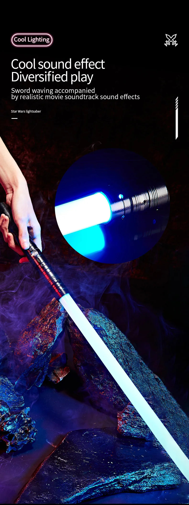 RGB Metal Lightsaber with 7 Color Modes and Sound Effects