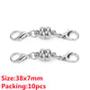 Silver magnetic clasps for jewelry making, a set of 10 pieces.