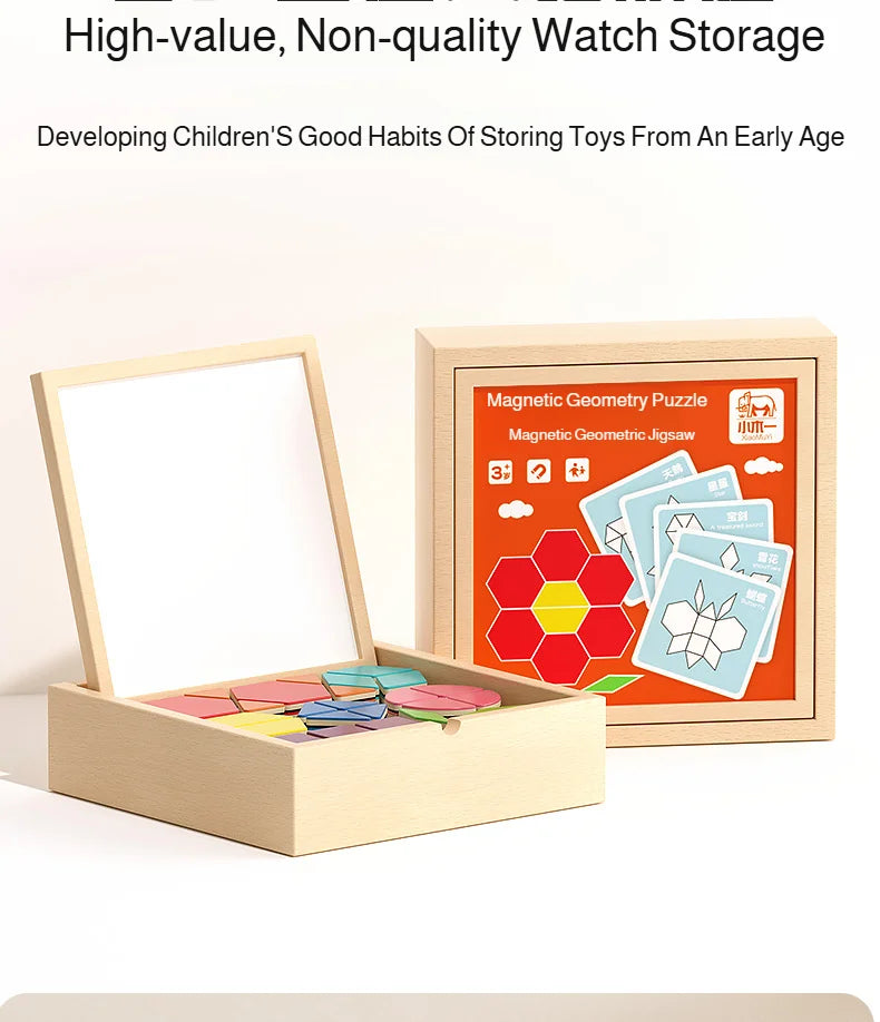 128-Piece Magnetic Tangram Puzzle Set for Kids