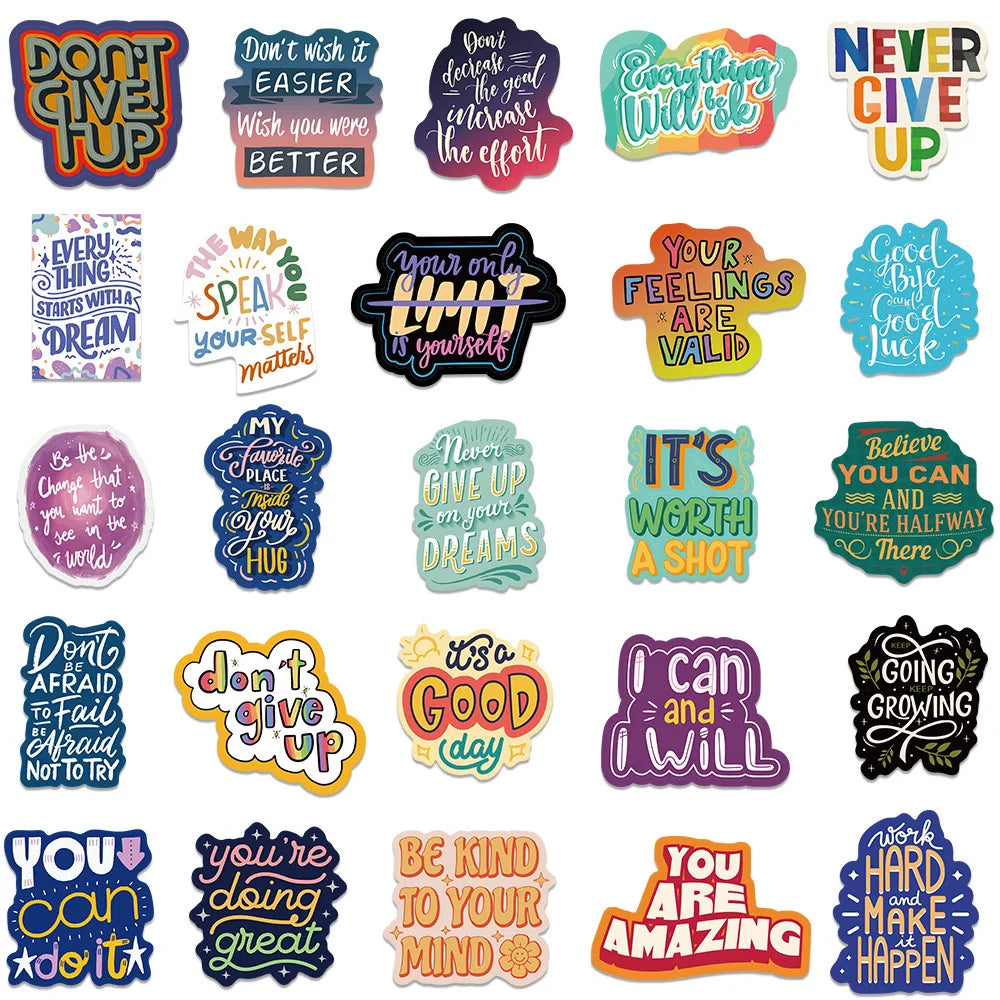 Inspirational Quote Decal Stickers for Laptops, Water Bottles & More