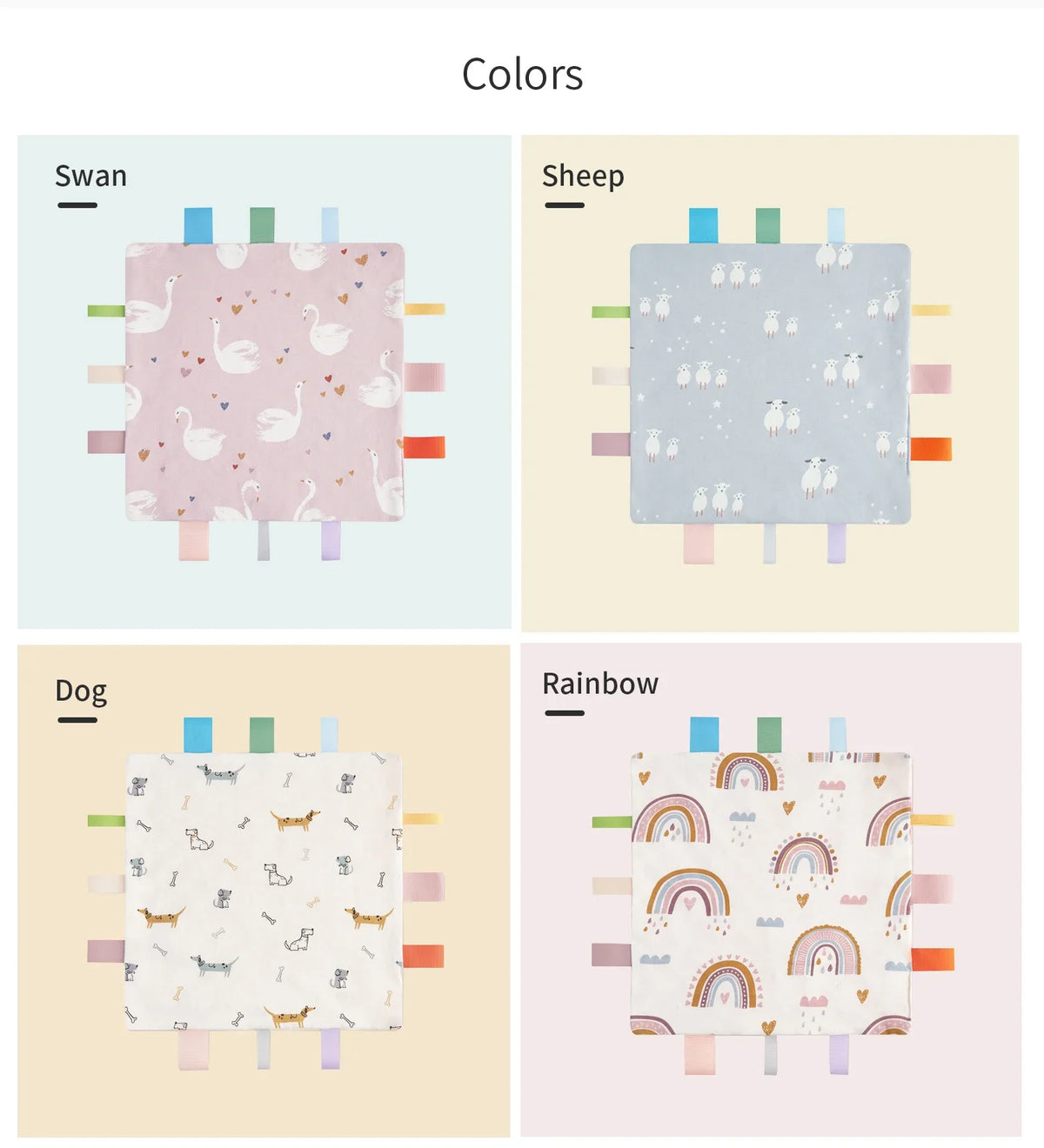 Baby Sensory Tag Comfort Blanket with Soft Cotton