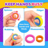 A set of colorful sensory fidget rings including a spinner, fidget, rubbing, and disassemble ring.