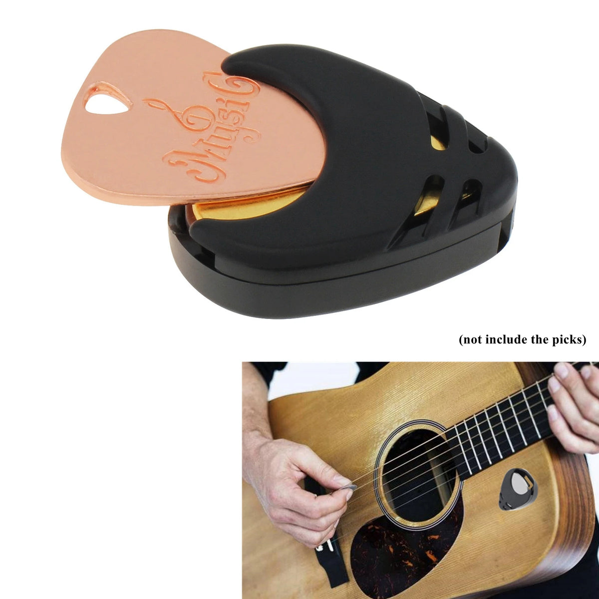 Adhesive Guitar Pick Holder with Celluloid Picks Set