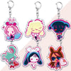 A set of five chibi acrylic keychains featuring characters from Alien Stage with various hair colors and expressions