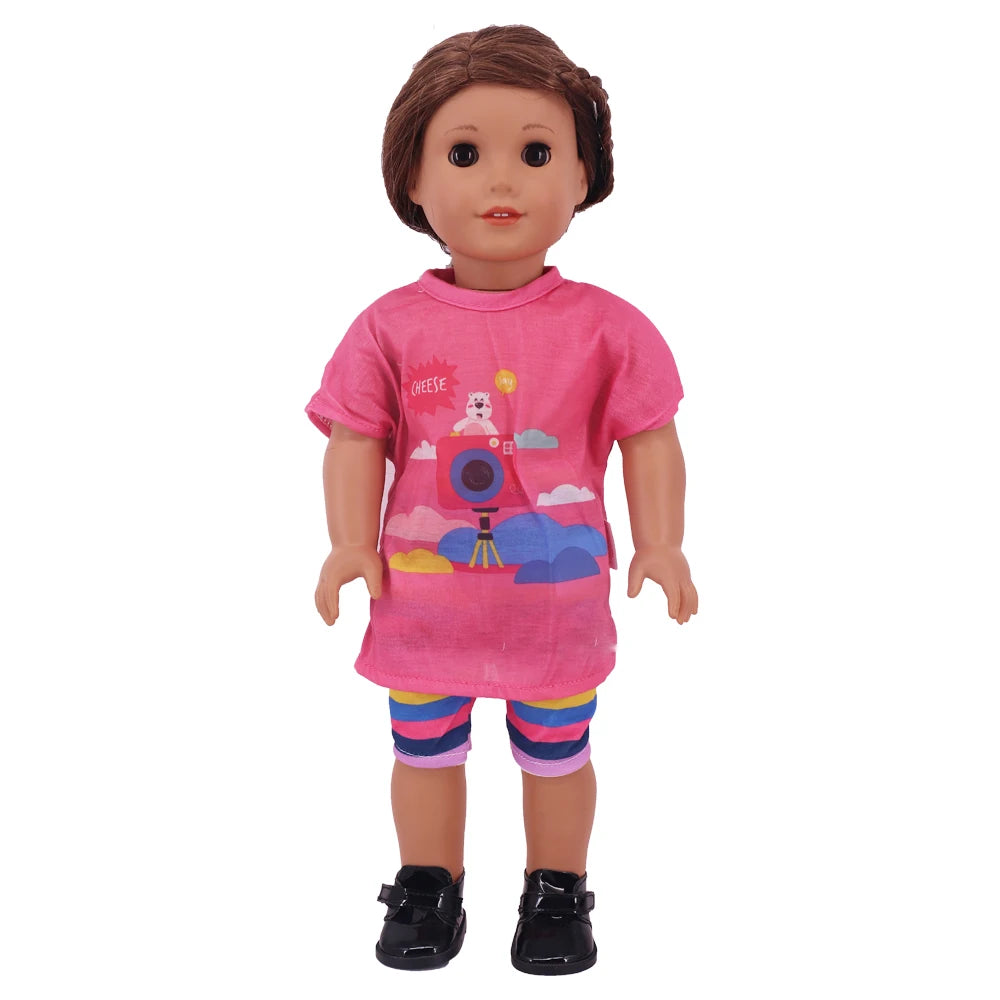 Two-Piece Doll Outfit with Top and Pants for 18-Inch and 43cm Dolls