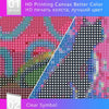 Close-up detail of a diamond painting canvas showing various colors and symbols for an HD printing kit