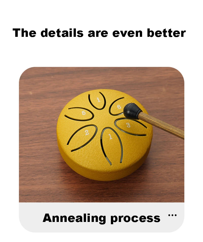 Mini Steel Tongue Drum with Mallet – 6 Notes, Portable Hand Pan for Meditation & Yoga