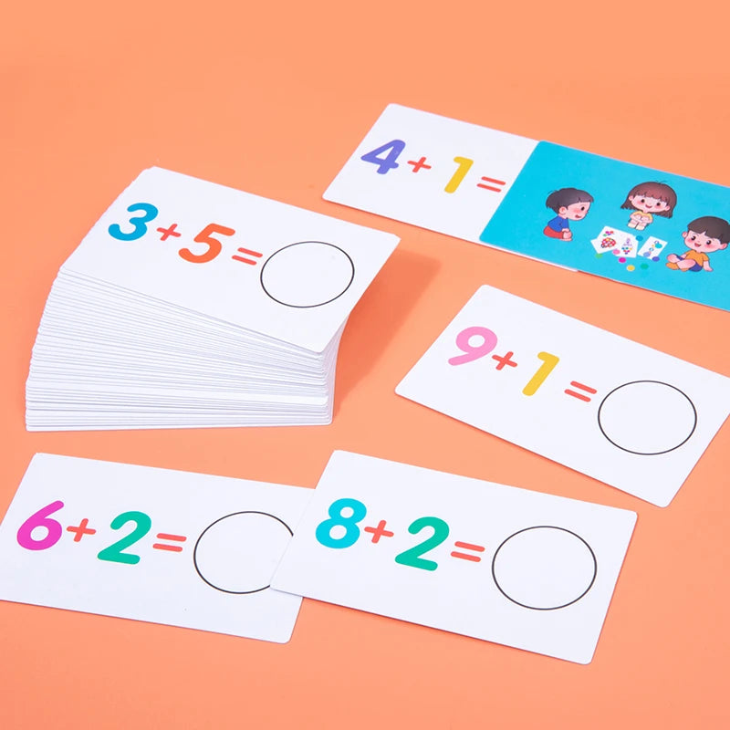Wooden Arithmetic Card Matching Game for Kids – Addition & Subtraction Early Learning Toy