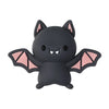 A black silicone bead shaped like a bat with pink accents, used for jewelry making.