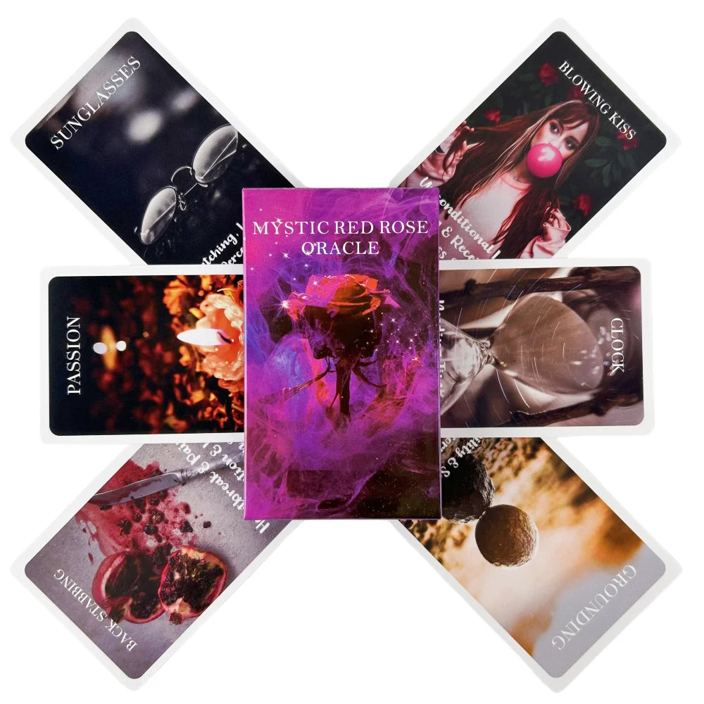 Mystic Red Rose Oracle Deck – 53-Card Situational Tarot Set for Love and Guidance