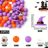 A set of 25 silicone beads in various colors and shapes for Halloween jewelry and crafting.