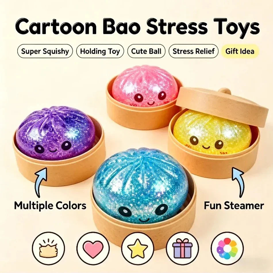Glitter Squishy Fidget Dumpling – Sensory Stress Relief Toy