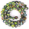 A circular arrangement of natural sea sediment jasper and turquoise beads for jewelry making