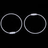 Two white stainless steel wire keychain rings with screw locks displayed against a black background.