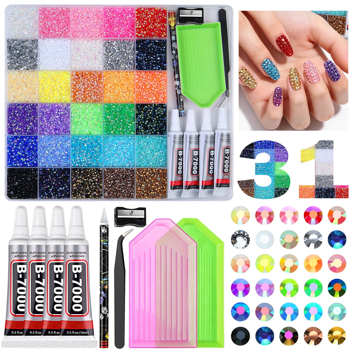Mixed Color Resin Rhinestone Set for Crafts and DIY Decor