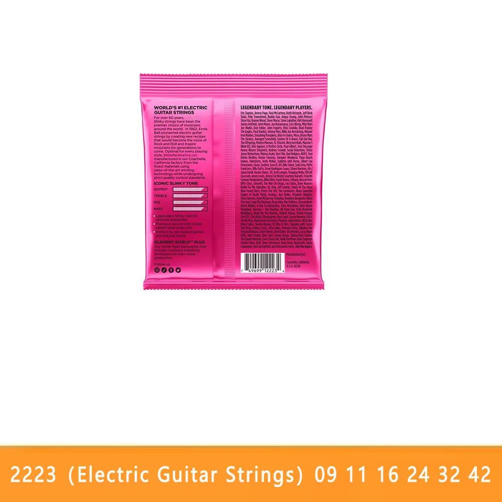 A package of Legendary Tone electric guitar strings in pink packaging.