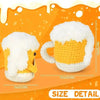 Handmade crochet beer mug buddy in white and yellow with a funny card