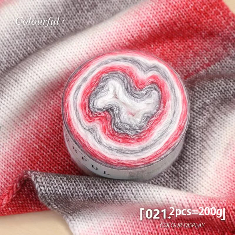 Gradient Cake Yarn – 200g Soft Wool Blend for Knitting & Crochet