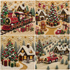 Christmas pearl diamond painting kit featuring festive scenes like trains, decorated trees, and winter landscapes.