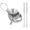 Stainless steel funnel set with three sizes and cleaning brushes