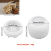 White silicone mold for decorative storage jars and candle cups shown with finished product display and dimensions.