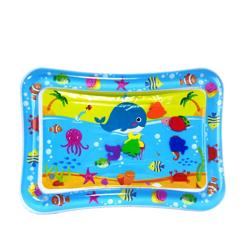 Inflatable Tummy Time Water Play Mat with Floating Fish
