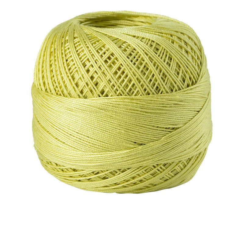 A ball of light yellow 100% cotton crochet thread for tatting and embroidery.