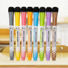 A set of ten magnetic dry-erase whiteboard markers in various colors including black, yellow, pink, orange, blue, green, purp
