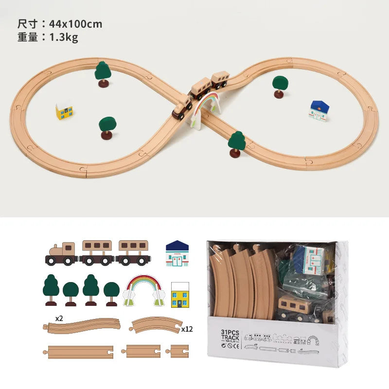 Wooden Train Track Expansion Set – Compatible with All Major Brands