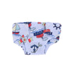 Light blue soft doll underwear featuring nautical and whimsical patterns