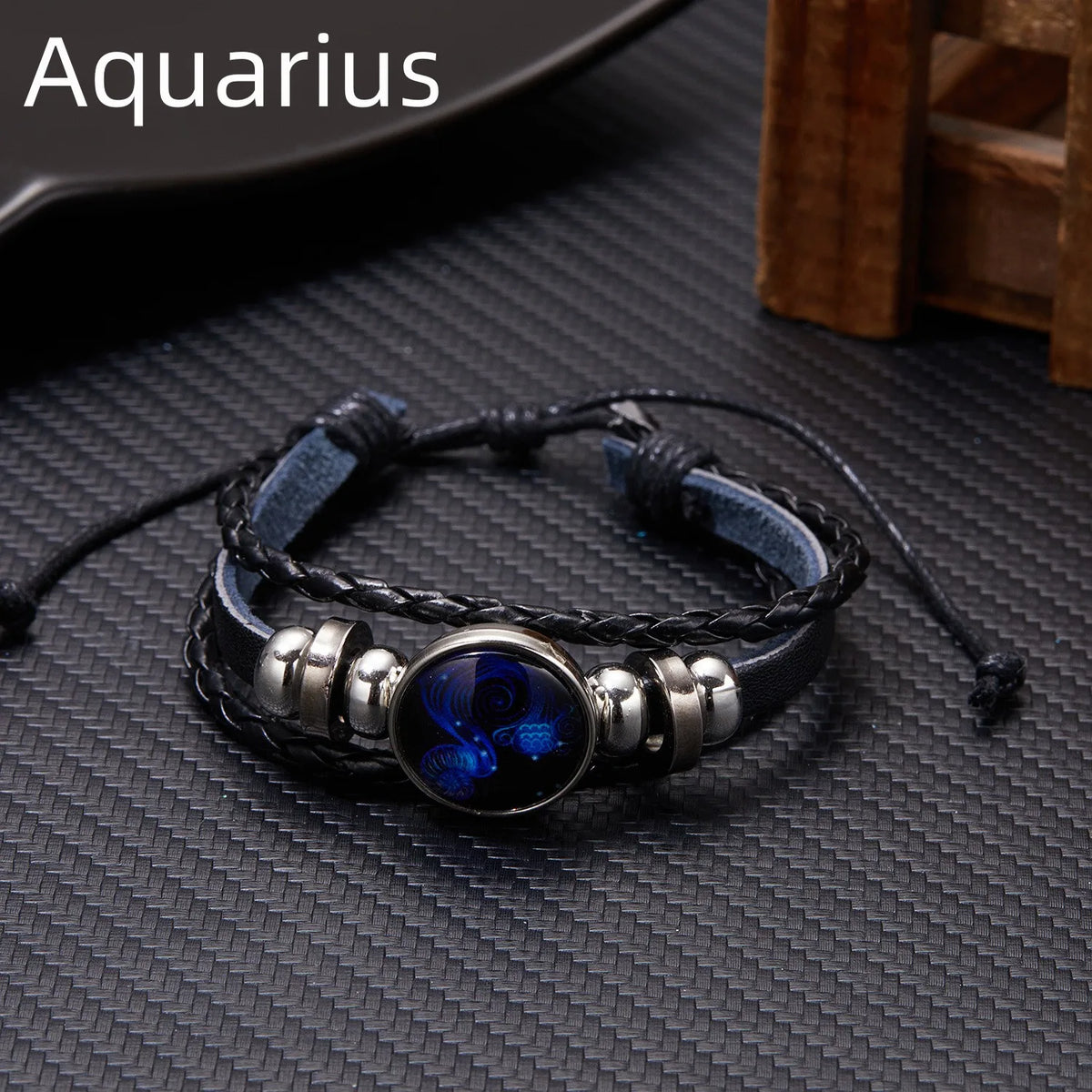 Zodiac Sign Luminous Leather Wrap Bracelet