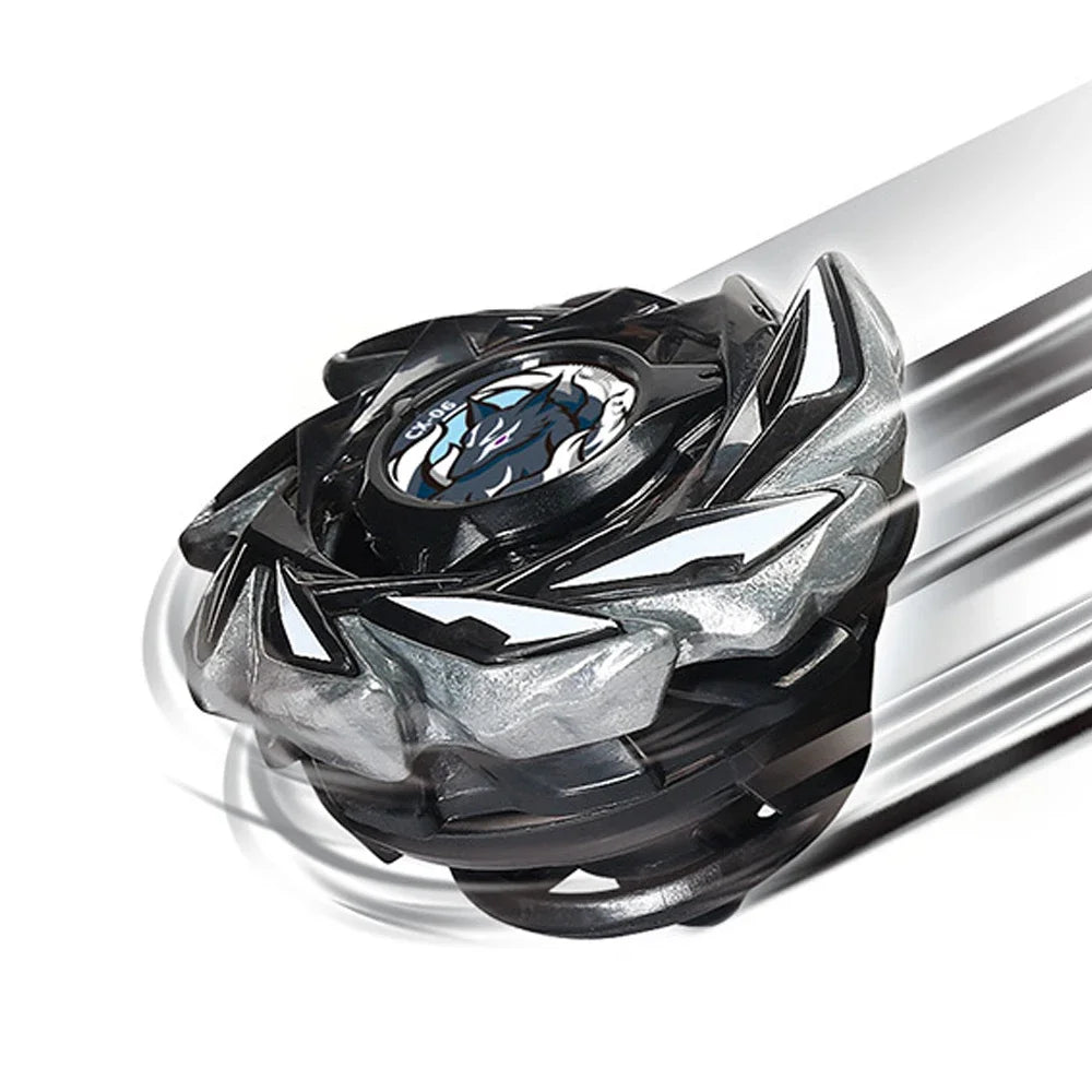 Beyblade Burst Gyro X Starter Pack Pegasus Blast featuring a black and silver spinning top.