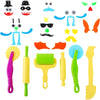 A set of creative play dough tools including various molds, cutters, and shaping implements for kids.