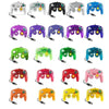 A collection of various wired game controllers for Nintendo GameCube in different colors and styles.