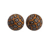 Pair of brown and black patterned silicone beads for jewelry making and DIY crafts