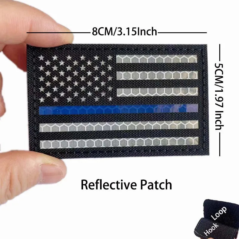 Reflective American Flag Tactical Patch with Glow-in-the-Dark Detail