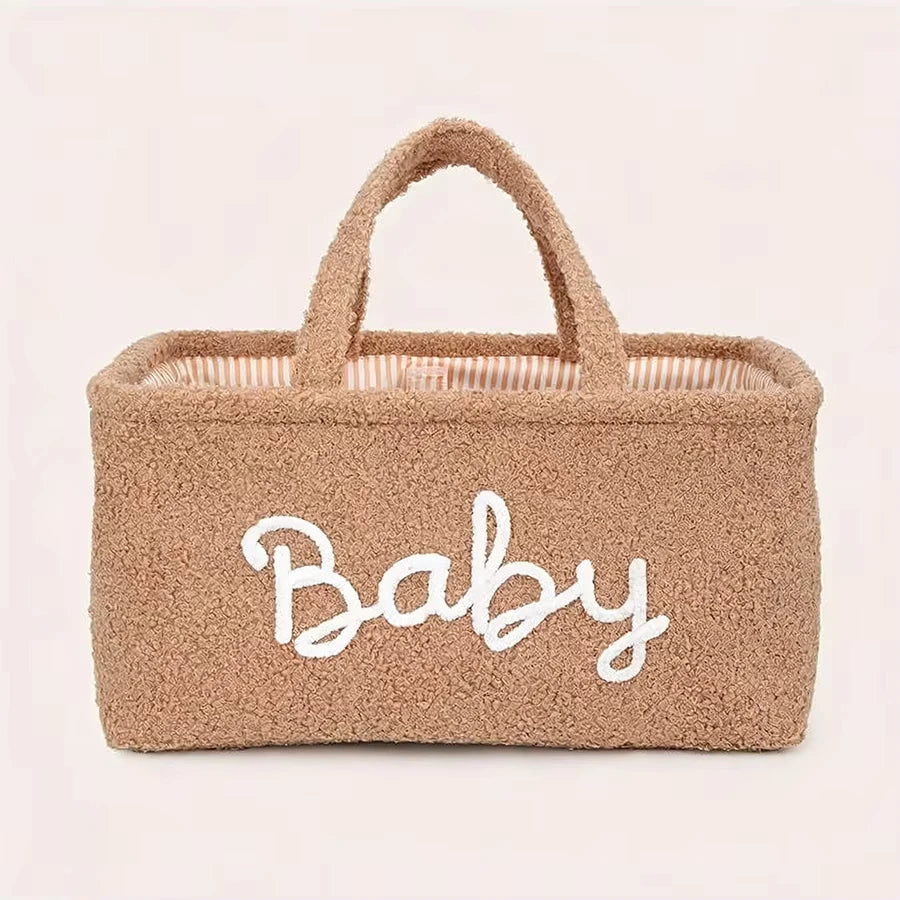 Portable Fleece Baby Diaper Caddy Organizer