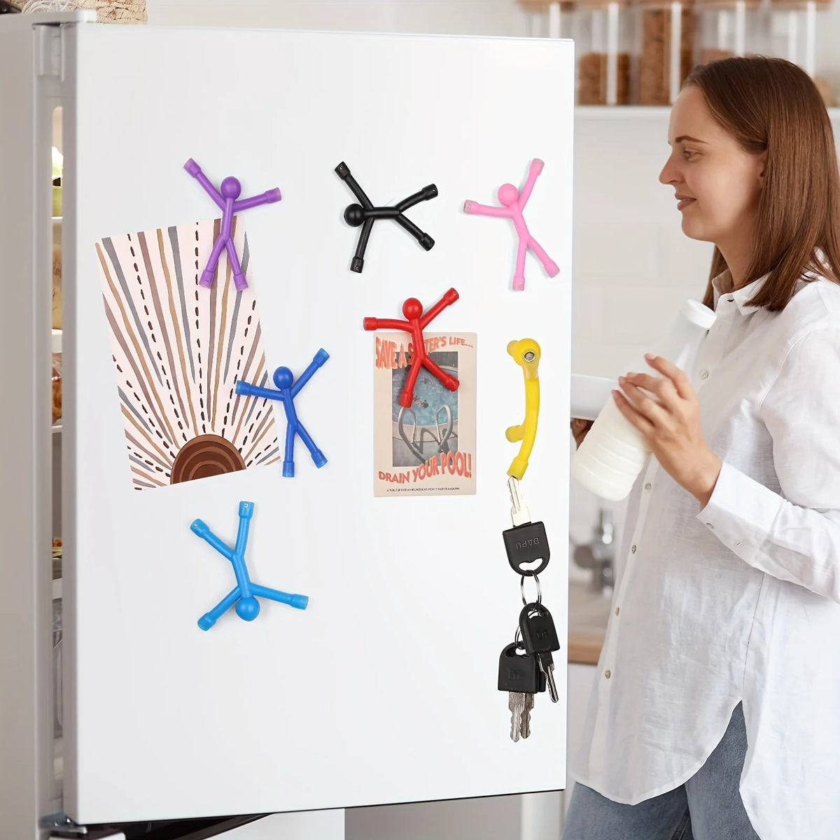 Colorful Humanoid Refrigerator Magnets – Playful Kitchen & Office Decor