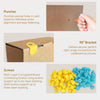 A set of tools including a puncher, a 90 degree bracket, and multi-layer corrugated board connecting screws for cardboard con