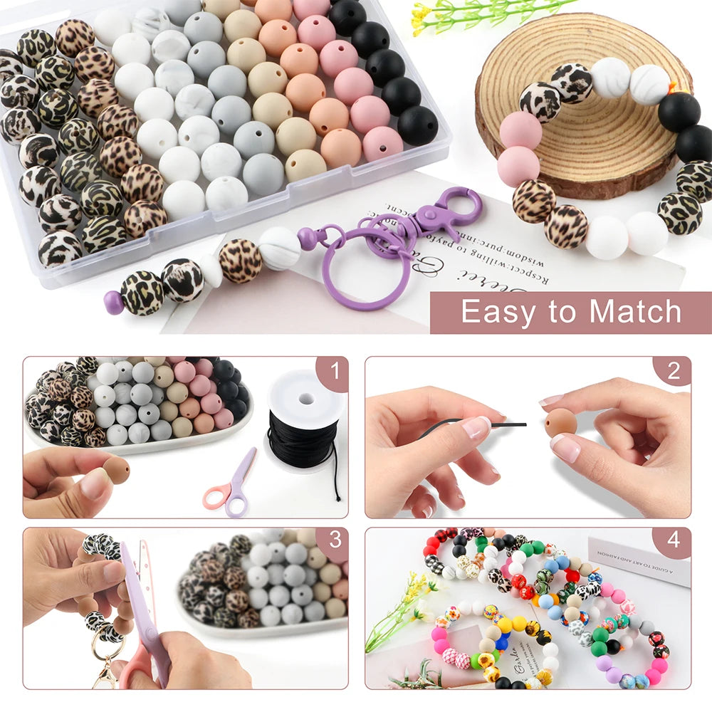 15mm Printed Silicone Beads Value Pack – 20 Pieces for DIY Jewelry & Crafts